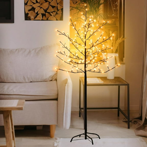 FUCHSUN 6 FT Cherry Blossom Tree Light, 200 LED Lighted Artificial Tree with 8 Lighting Modes for Home Indoor Outdoor Decoration (Warm White)