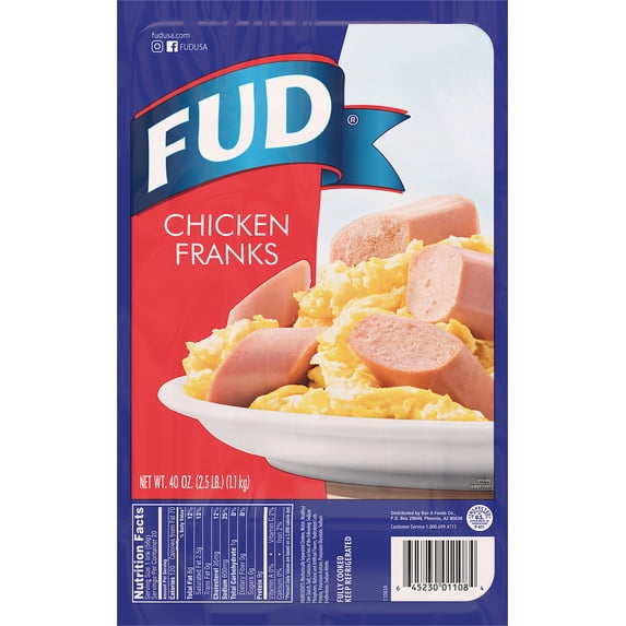FUD Chicken Franks 40oz Vacuum Pack and Refrigerated