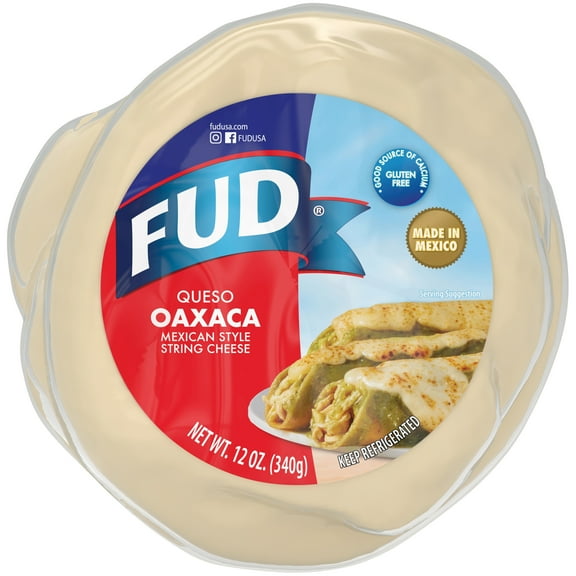 FUD Fully Cooked Oaxaca Mexican-Style String Cheese, 12 oz Pack, 12 Servings. Refrigerated.