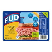 FUD Slc Turkey Ham 4x4 - 12 oz. Resealable Plastic Pack. Made with Turkey Thigh Meat