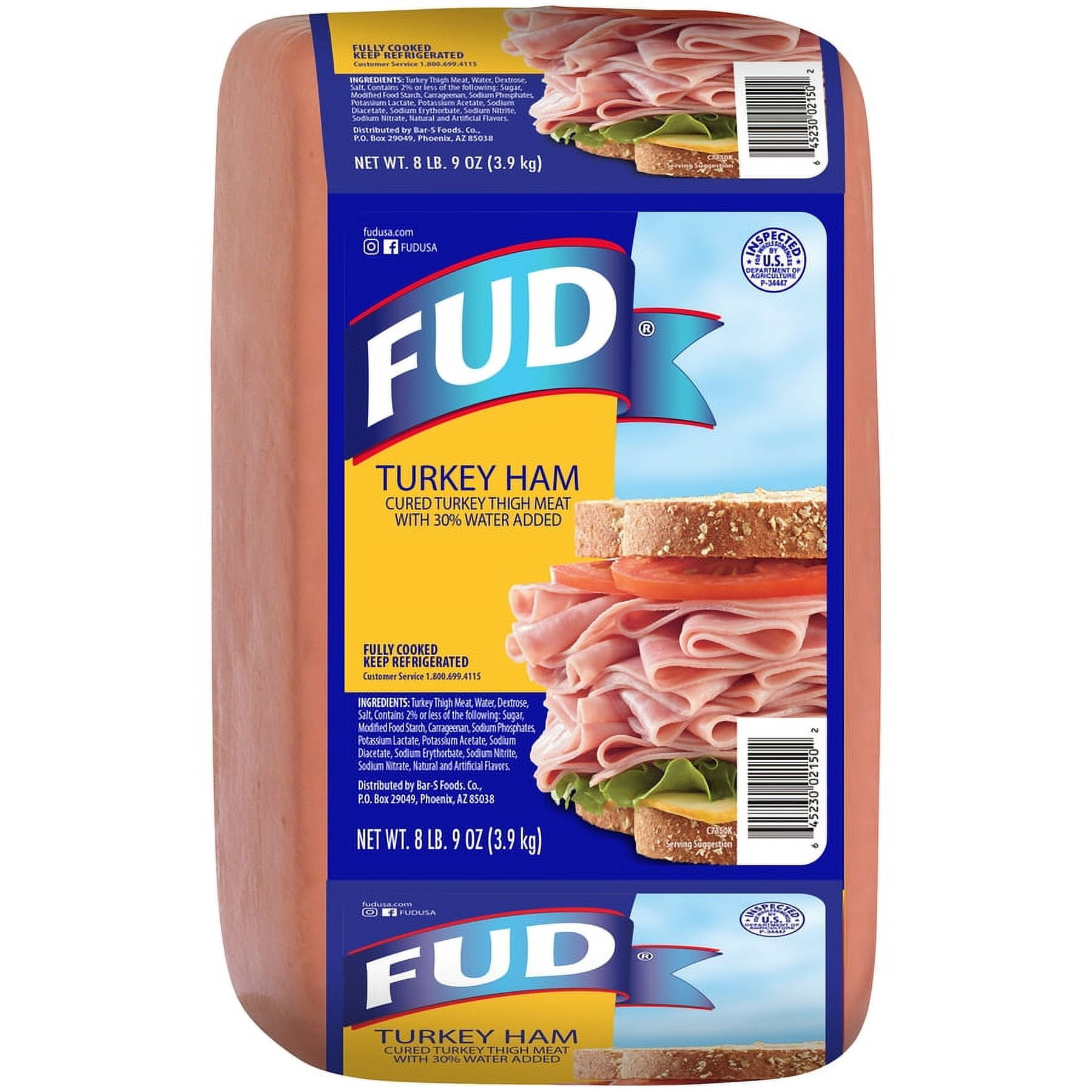 FUD Turkey Ham Deli Sliced - 8.56lbs, Bagged Plastic Package, Fully Cooked.