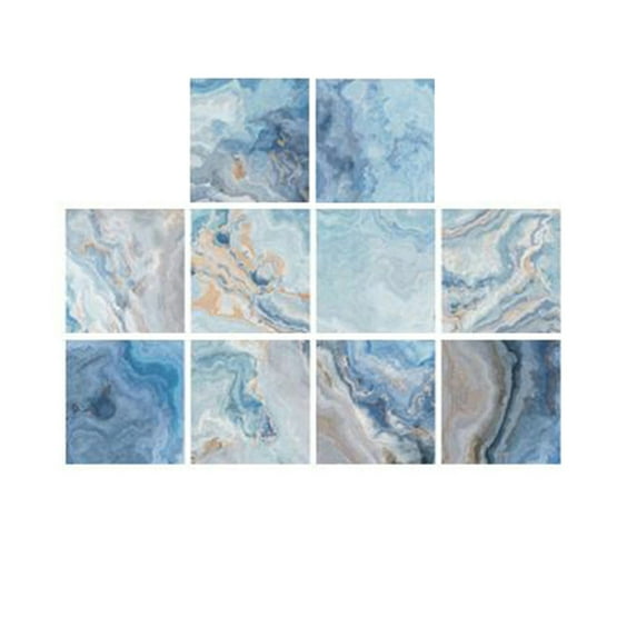 FUDAKUNA 10Pcs Marbling Tile Transfer Wall Sticker Peel and Stick Backsplash 5.91"x5.91" Removable Waterproof Vinyl Tiles Decals