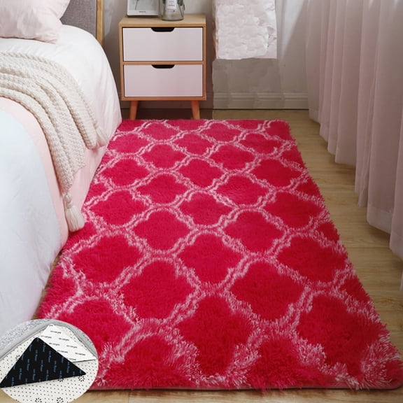 FUDAKUNA Fluffy Area Rug 32" x 63" Shaggy Plush Non Slip Backing Rectangular Carpet for Bedroom Kids Room