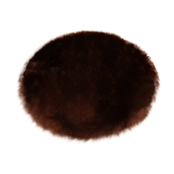 FUDAKUNA Fluffy Area Rug Shaggy Brown Round 24" x 24" Soft Plush Faux Sheepskin Floor Mats Chair Sofa Cushion
