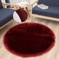 thumbnail image 1 of FUDAKUNA Fluffy Area Rugs Faux Sheepskin Shaggy Dark Red Round 28" Carpet for Bedroom Living Room, 1 of 7