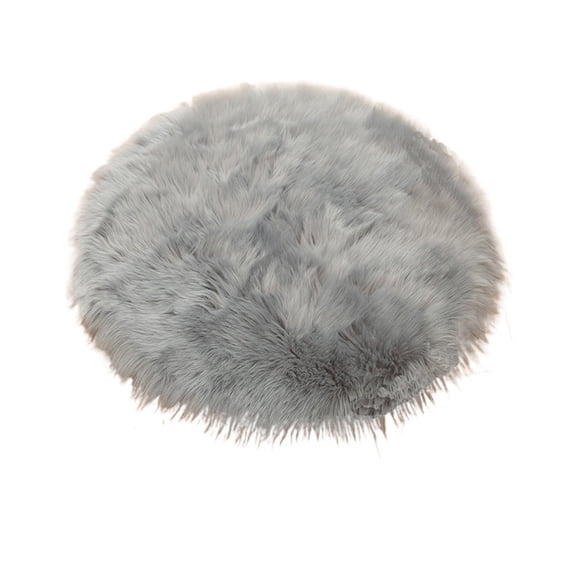FUDAKUNA Fluffy Gray Modern Rug Round 24" x 24" Soft Shaggy Faux Sheepskin Floor Mats Chair Sofa Cushion