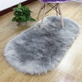 thumbnail image 1 of FUDAKUNA Gray Fluffy Area Rug Oval 24" x 36" Soft Plush Absorbent Faux Sheepskin Non Slip Backing Floor Mats Chair Sofa Cushion, 1 of 8