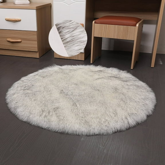 FUDAKUNA Modern Plush Carpet Flat Weave Area Rug, 28 x 28inch, Soft and Comfortable Shaggy White, Non-Slip Backing