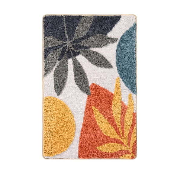 FUDAKUNA Soft Comfortable Microfiber Bathroom Rugs Anti Slip Backing Absorbent 20" x 32" Multicolor Flowers Pattern Bath Mats