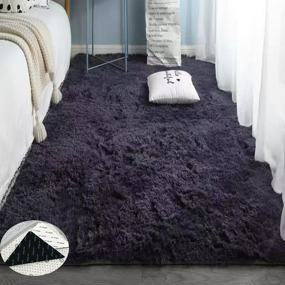 FUDAKUNA Soft Fluffy Area Rug Rectangular 32" x 63" Gray Purple Shaggy Non Slip Backing Plush Carpet