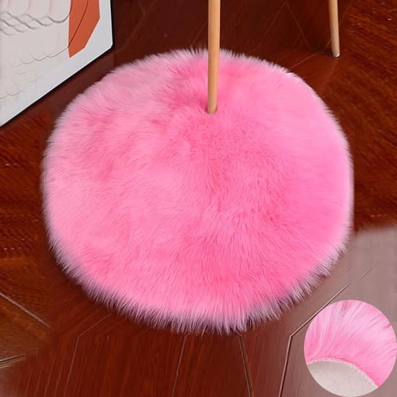 FUDAKUNA Soft Fluffy Area Rugs Round 24" x 24" Rose Red Shaggy Faux Fur Sheepskin Mat for Bedroom Living Room Nursery Machine Washable