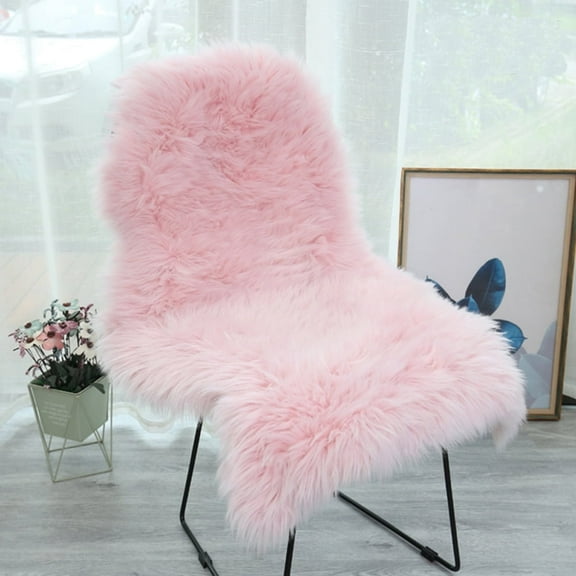 FUDAKUNA Soft Fluffy Cushions 24" x 36" Dining Chair Cover Seat Pink Rugs Faux Sheepskin Rug