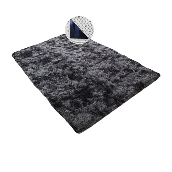 FUDAKUNA Soft Fluffy Shaggy Area Rug 48"x63" Gradient Black Gray Plush Fuzzy Floor Mats Non-Slip Backing Carpet for Bedroom Living Room