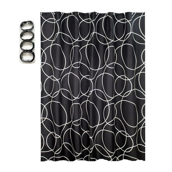 FUDAKUNA Waterproof Shower Curtains Soft Polyester 48 x 79 inches Bathroom Bathtub Liners with 12 Pcs Black Hooks