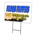 thumbnail image 1 of FUDGE PUPPIES 18"x24" Yard Sign & Stake | Advertise Your Business | Stake Included Image On Front Only | Made in The USA, 1 of 3