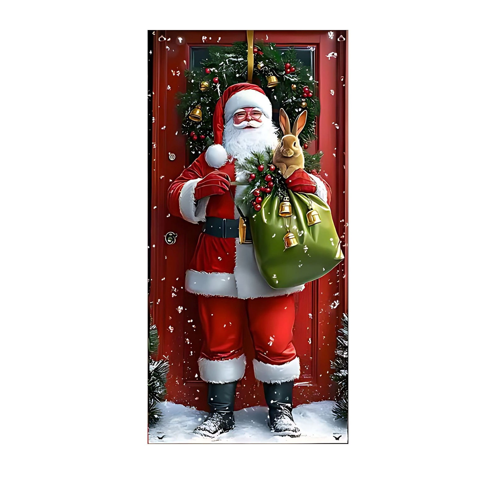 FUDUUIU 3pcs Festive Christmas Door Curtain Decor with Santa Claus ...