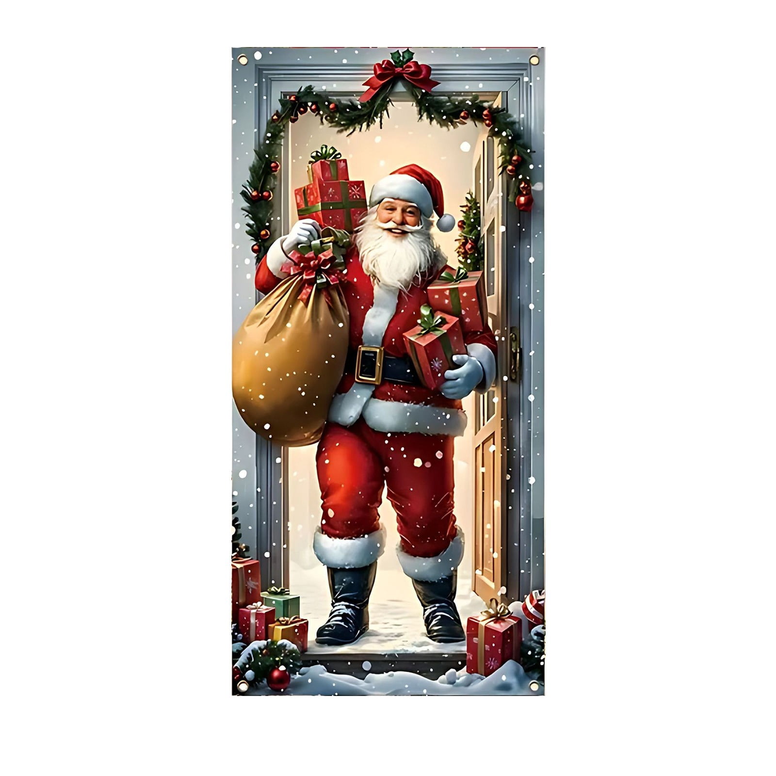 FUDUUIU 3pcs Festive Christmas Door Curtain Decor with Santa Claus ...