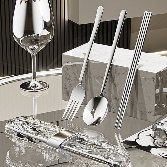 FUDUUIU Portable Cutlery Set Stainless Steel Travel Utensils with Storage Case for Camping Office Lunch Reusable Eco-Friendly Durable