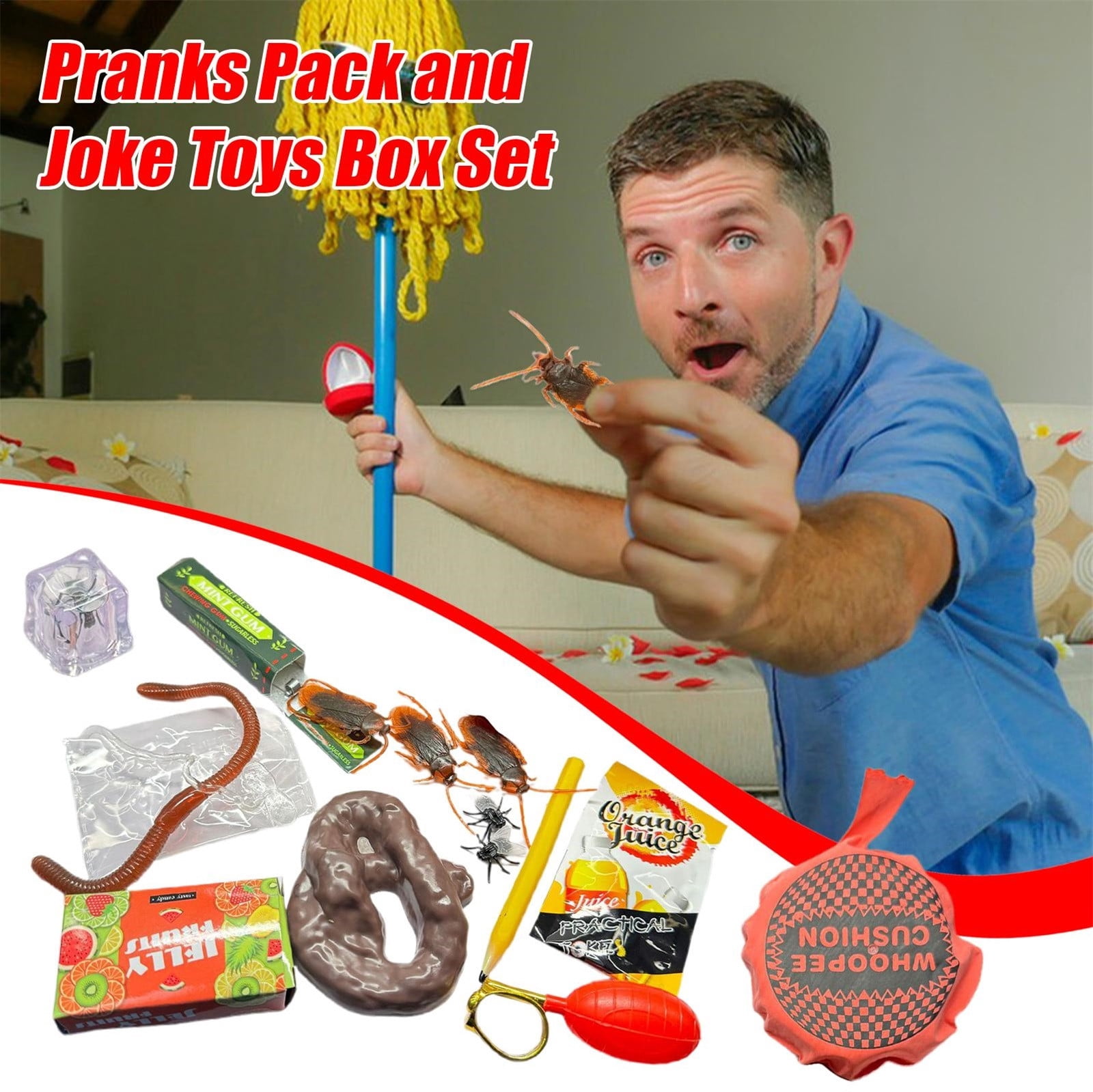 Pranks, Practical Jokes For Kids 7 Pc Stocking Stuffer Gag Gift Set Boys, Girls