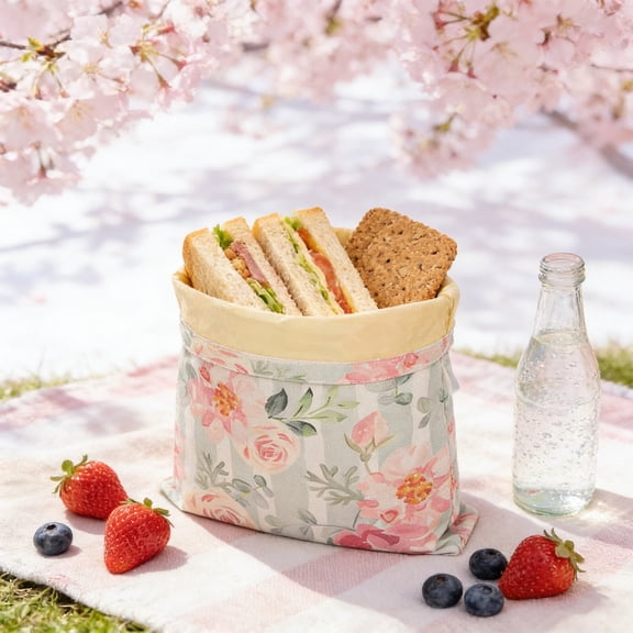 FUDUUIU Reusable Beeswax Food Storage Bag, Double Layer Zipper Bread Bag for Fresh Keeping, Large Beeswax Wrap with Secure Buckle for Kitchen, Picnics, Fruits Vegetables Snacks