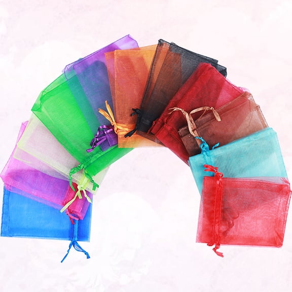 FUEENIRVA 100Pcs Strong Material Candy Drawstring Pouch with Assorted Colors for Wedding Party Decor