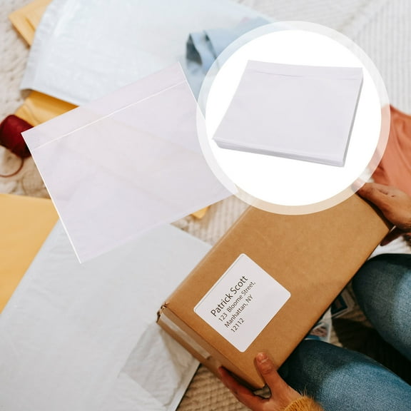 FUEENIRVA 100Pcs PE Clear Mailing Envelopes for Invoice and Dispatch Bill