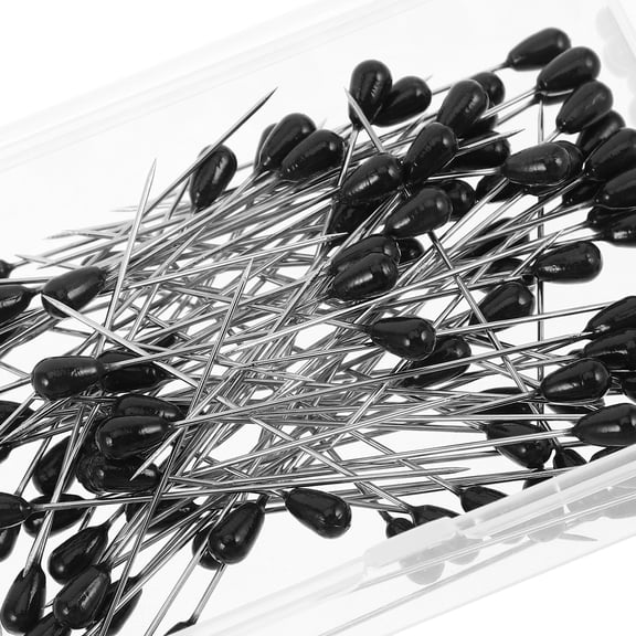 FUEENIRVA Black Plastic Pearlescent Straight Pins Sewing Kit, 100 Pieces for Quilting, Crafting, and Tailoring