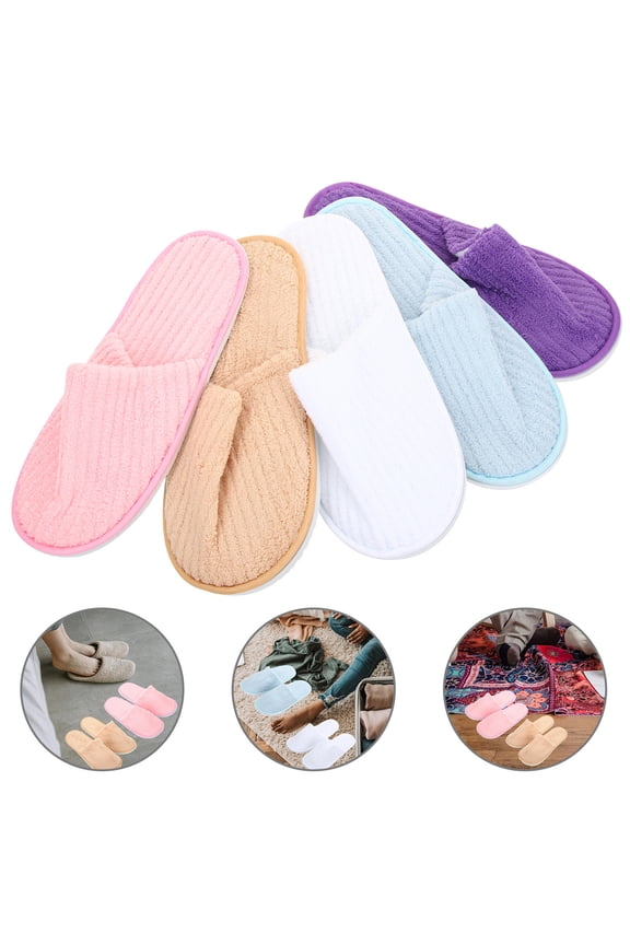 10 Pairs Women's Cozy Coral Fleece House Slippers Lightweight Warm Indoor Non- Footwear