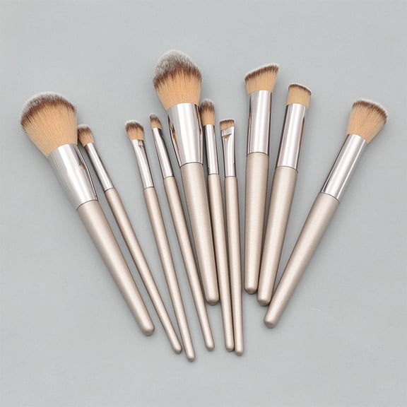 FUEENIRVA Professional Silver Makeup Brushes, Cosmetic Kit for Application, 10Pcs