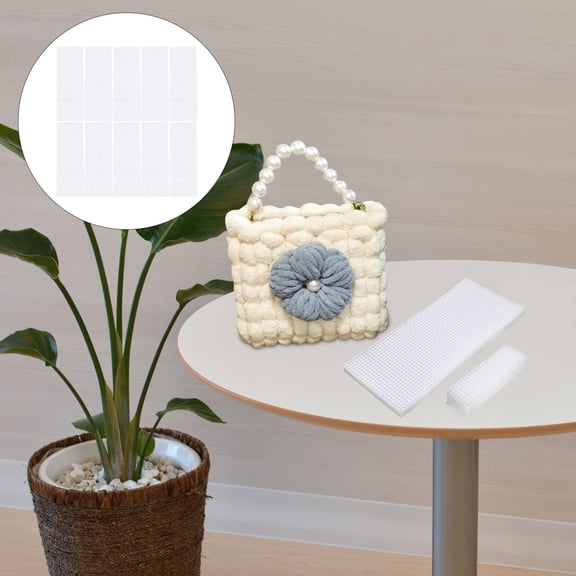 FUEENIRVA 10Pcs Craft Plastic Mesh Sheets for Crochet Bag Material Kit White Plastic Sheet Craft DIY Woven Bag Plate