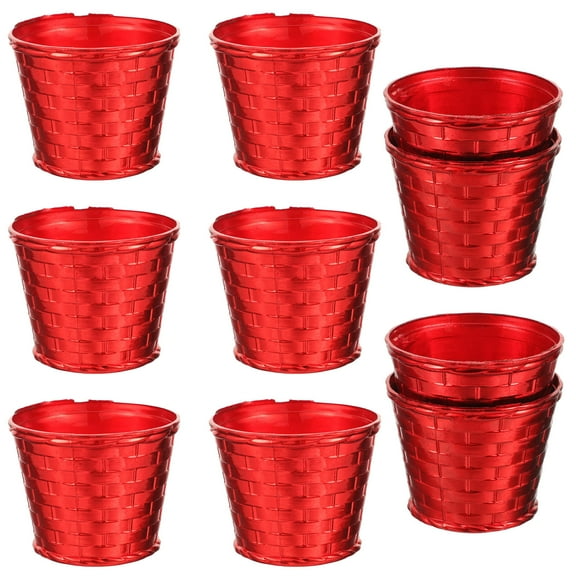 FUEENIRVA Holiday Planter Pot Red Plastic 10Pcs Round Shape