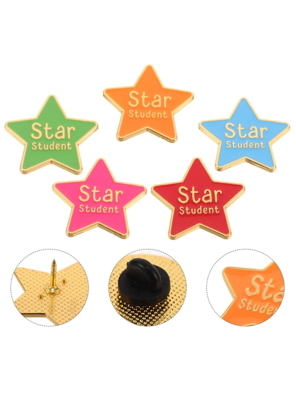 Student Reward Pins Assorted Color Star-Shaped for Classroom Decor
