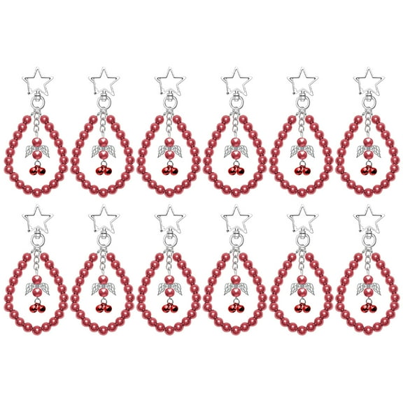 FUEENIRVA Metal Craft Christmas Hanging Ornaments, Red Zinc Alloy, 12 Pieces Holiday Decorations