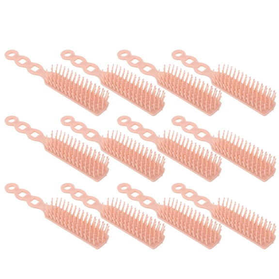 FUEENIRVA Professional V-Shaped Pink Plastic Comb for Anti-Static Hair Smoothing 12Pcs