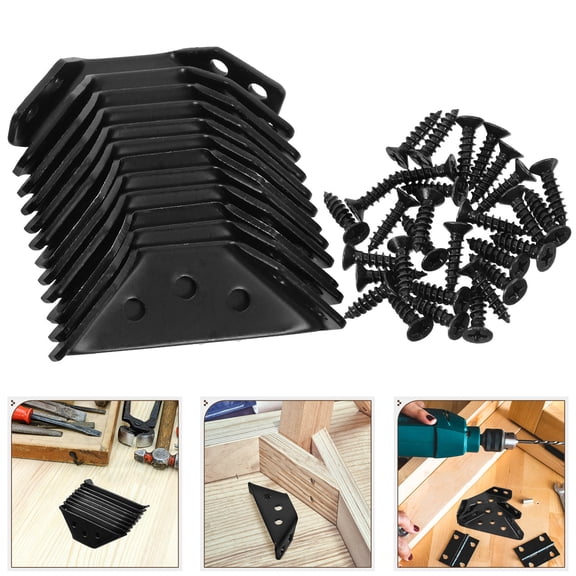 FUEENIRVA 12Sets Black Cabinet Brackets Support for Furniture with Versatile Installation Use