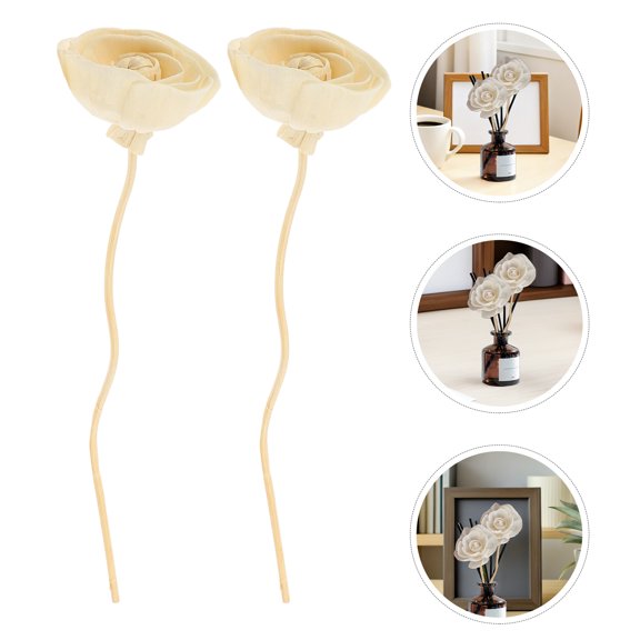 FUEENIRVA 12pcs Flower Diffuser Reeds Sticks Artificial Beige Pith Paper Wood