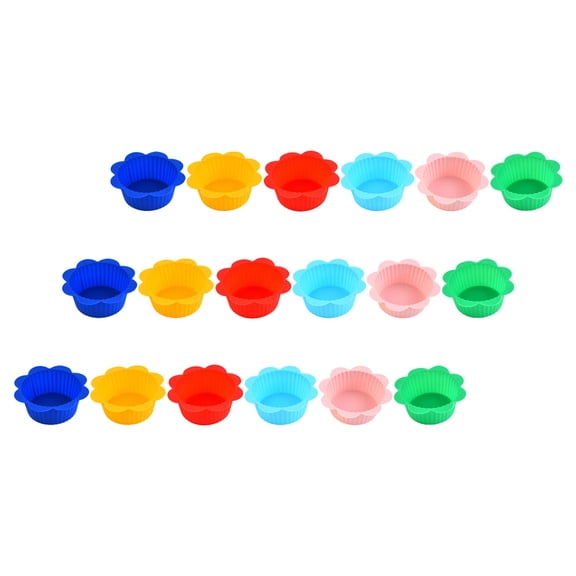 FUEENIRVA 18-Piece Non-Stick Silicone Cupcake Baking Cups Set, Assorted Colors for Holiday Baking and Party Activities