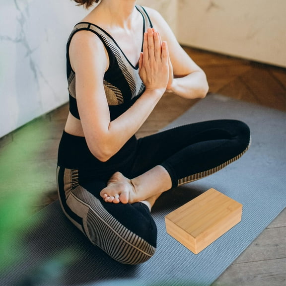 FUEENIRVA 1PC Bamboo Block Exercise Yoga Equipment for Home Workouts Balance Improvement 23x15x7.5cm