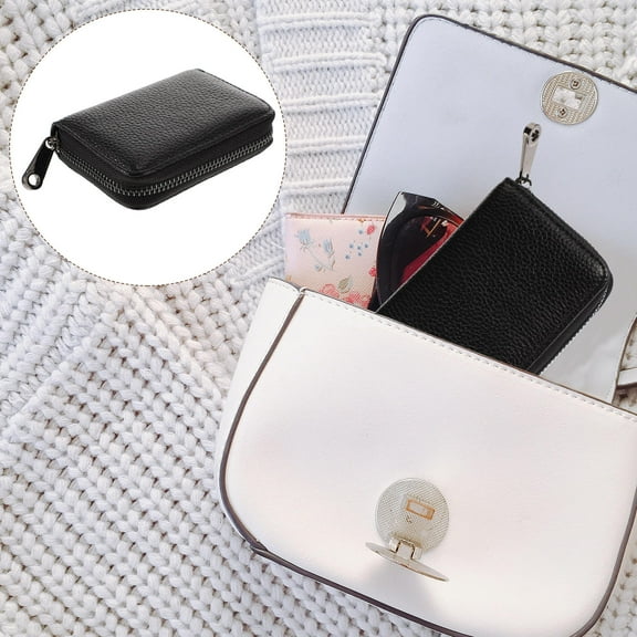 FUEENIRVA 1Pack Cards Holder Wallet Zipper Pouch Wallet Rectangular For Everyday Use 10x8.5x3cm