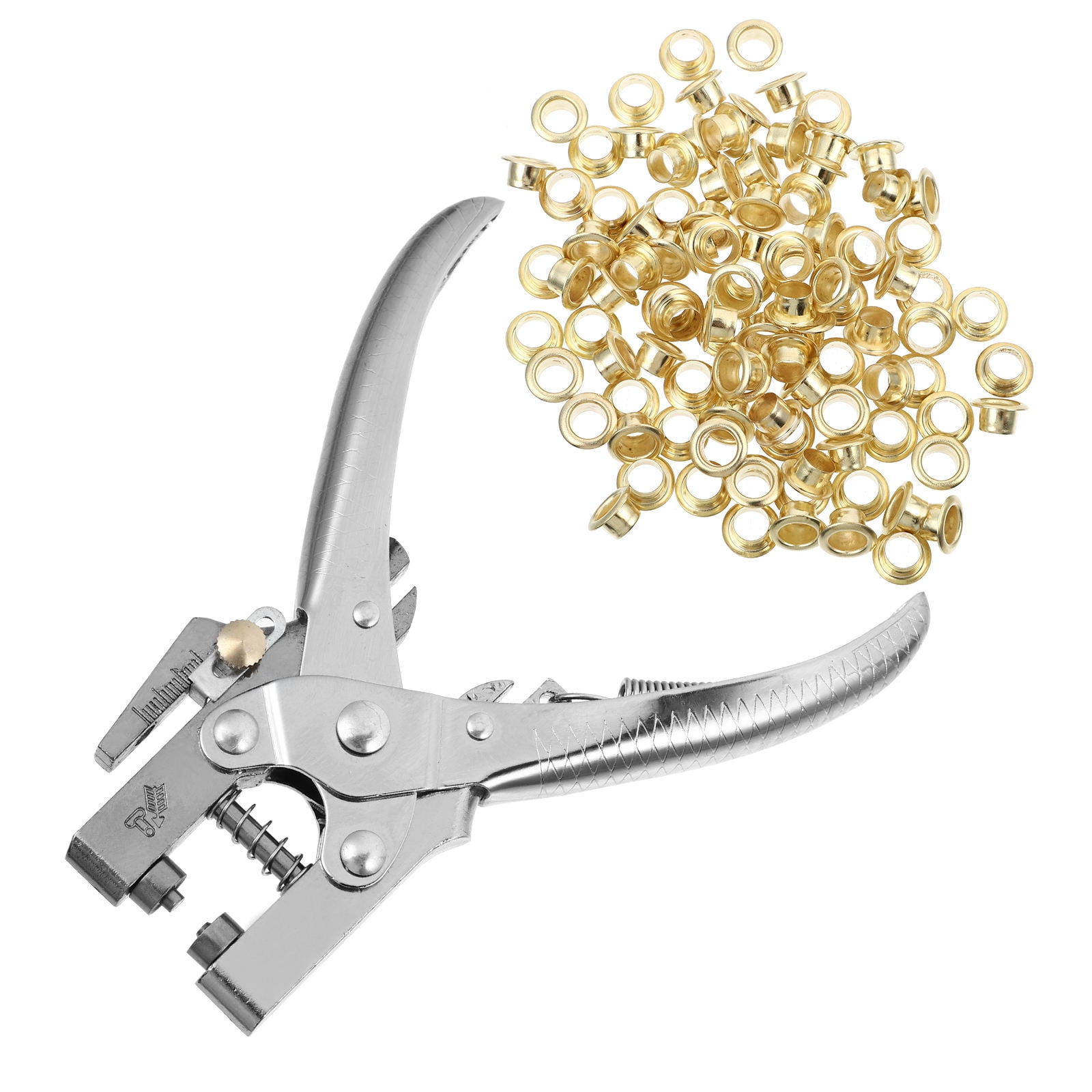 FUEENIRVA Multi Functional Metal Hole Puncher with Double Lever Mechanism Plated Silver