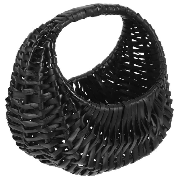 FUEENIRVA 1Pack Minimalist Rattan Gathering Basket Black Rectangular for Party present 11.4x6.7x4.9in