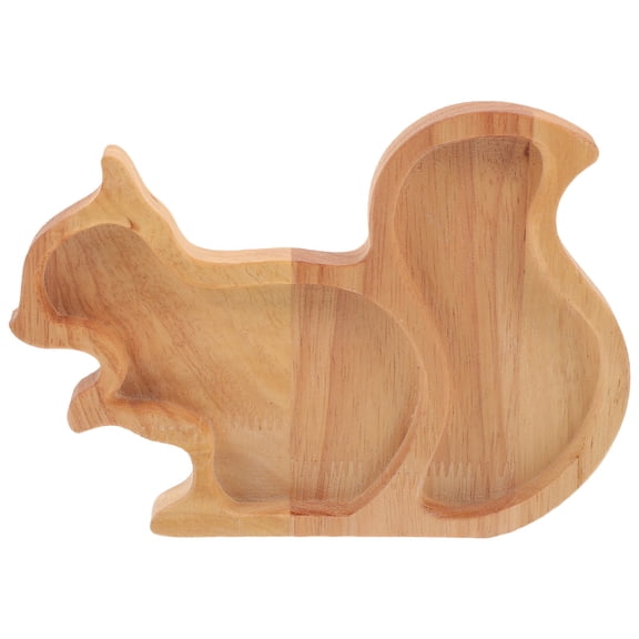 FUEENIRVA 1Pack Nut Serving Tray Squirrel Shape Plate Khaki 7.9x5.7x0.6in Wood Synthetic Material