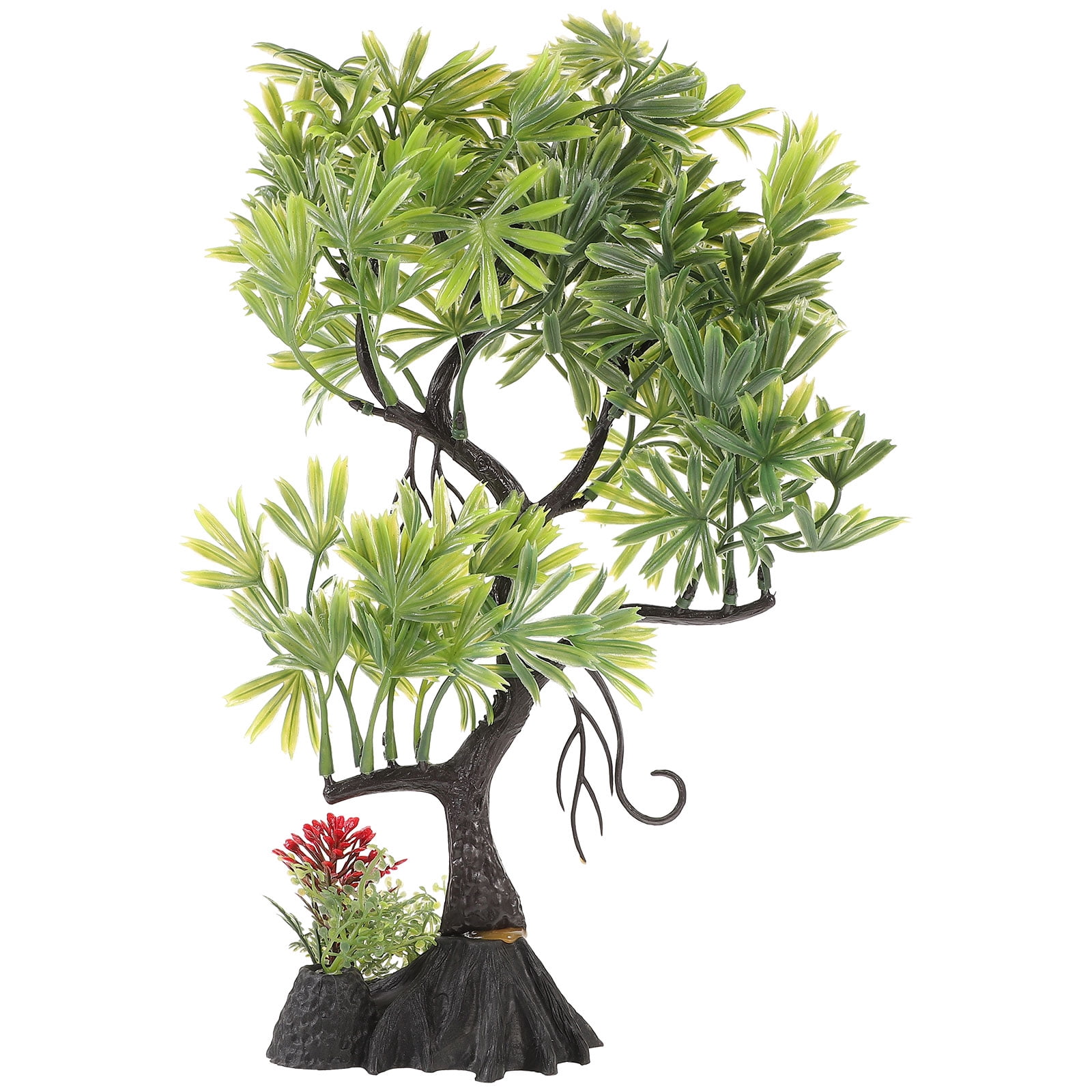 Ank Tree FUEENIRVA Aquarium Decor Plants Tree Model Green Plastic 1Pcs 12.6x7 ...