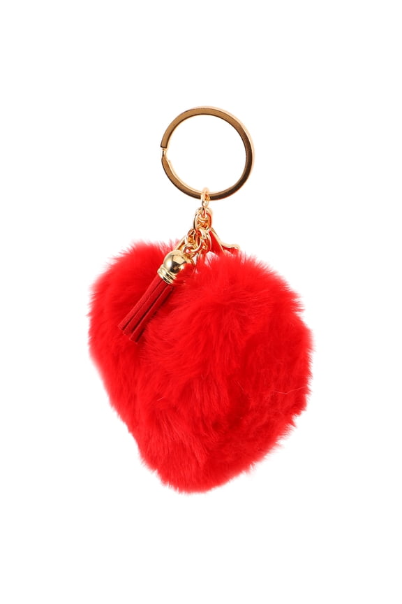 1Pack Red Plush Heart Keyring Cute Keychains for Kids Gifting