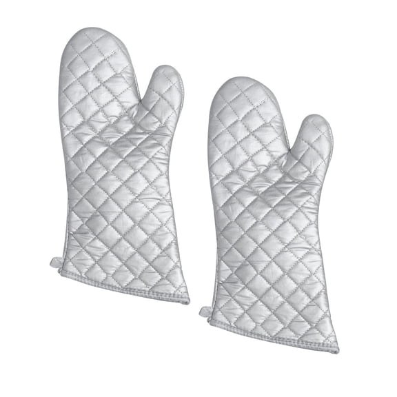 FUEENIRVA Plated Silver Oven Gloves, Heat Resistant, Safety Grade Cotton, Machine Washable