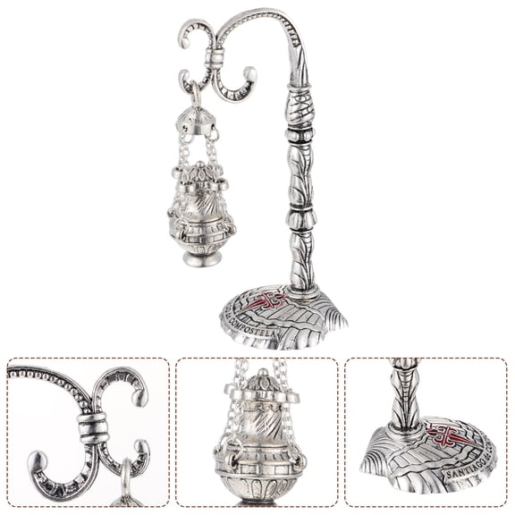 FUEENIRVA 1Pc 4.3x1.6x1.6in Mini Silver Plastic Censer Burner For Church Worship And Room Decor