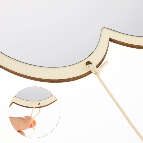 FUEENIRVA 1Pc Decorative Acrylic Mirror Plated Silver Wooden Frame Cloud Shape Self Adhesive