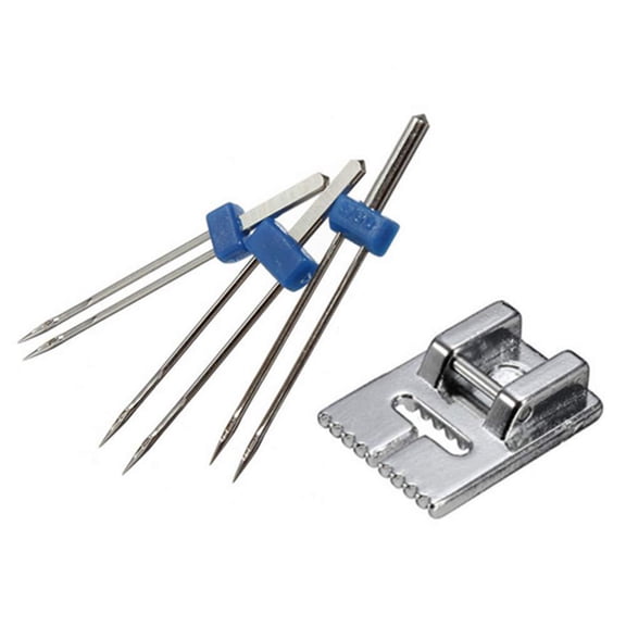 FUEENIRVA 1Pc Durable Metal Twin Needle for Sewing Machine Accessories Plated Silver Double Stitch