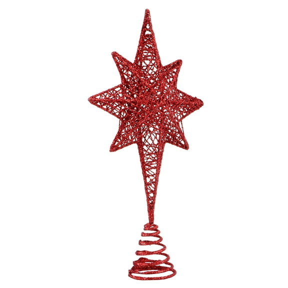 FUEENIRVA Red Metal Star Christmas Tree Topper Elegant Holiday Home Decoration 1 Piece