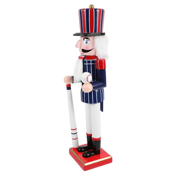 FUEENIRVA Sports Nutcracker Figurine Baseball Theme Decorations Blue Wooden Figure 1Set